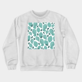 Turquoise Basil Leaf Pattern Crewneck Sweatshirt